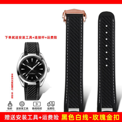 Correa de reloj de caucho y silicona, 20mm, adaptable a Omega Seamaster 300 AT150, para Rolex, negro, verde, Water Ghost, cierre desplegable