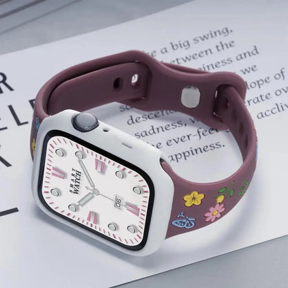 Cute Flower Silicone Strap Case for Apple Watch Ultra 49mm S10 S11 42mm 46mm 38 40 41 44 45 mm for iwatch SE 2 3 4 5 6 7 8 9