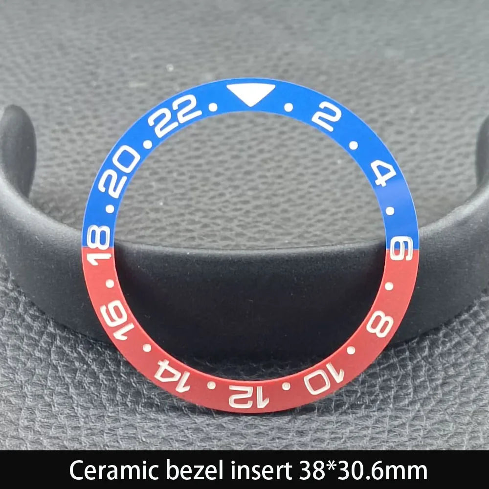 38mm x 30.6mm Sloped Ceramic Bezel GMT and Diving Watch Insert for 40mm Men's Watch Replacement Watch Bezel Inserts
