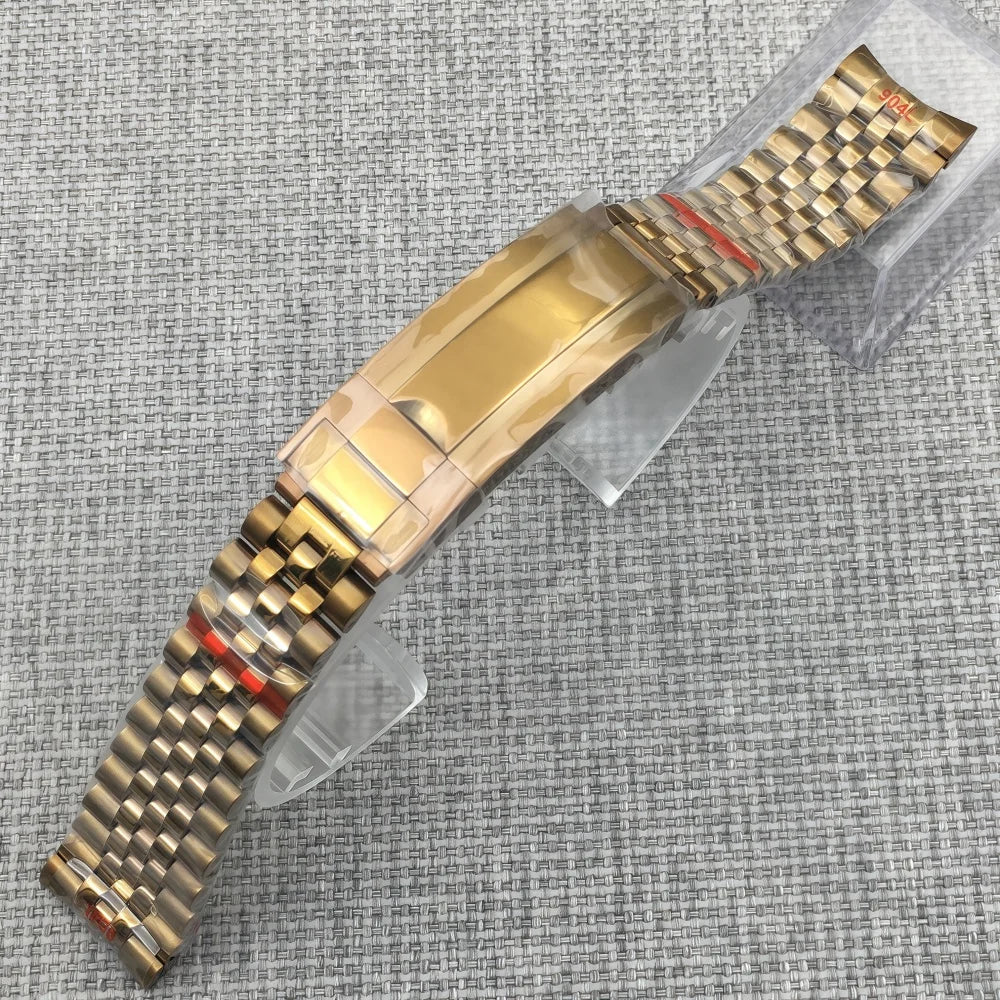 LARIMOKER 20mm 904L bracelet solide en acier inoxydable Bronze bracelet de montre boucle pliante huîtres/jubilé bracelet pour hommes