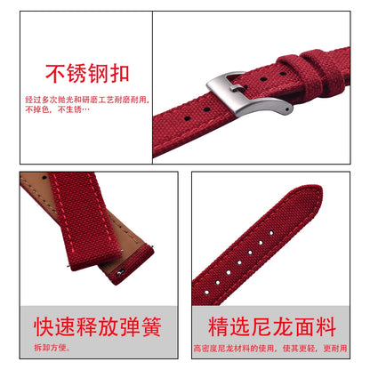 Bracelets en toile et Nylon en cuir, 18mm, 20mm, 22mm, à dégagement rapide, en tissu Vintage, pour montres Huawei Samsung