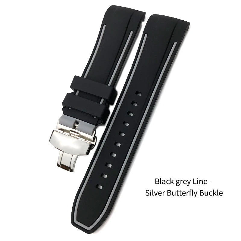 Bracelet de montre en caoutchouc naturel à extrémité incurvée de 23mm, pour Blancpain five Fathoms 5000 5015, en Silicone souple, noir, étanche