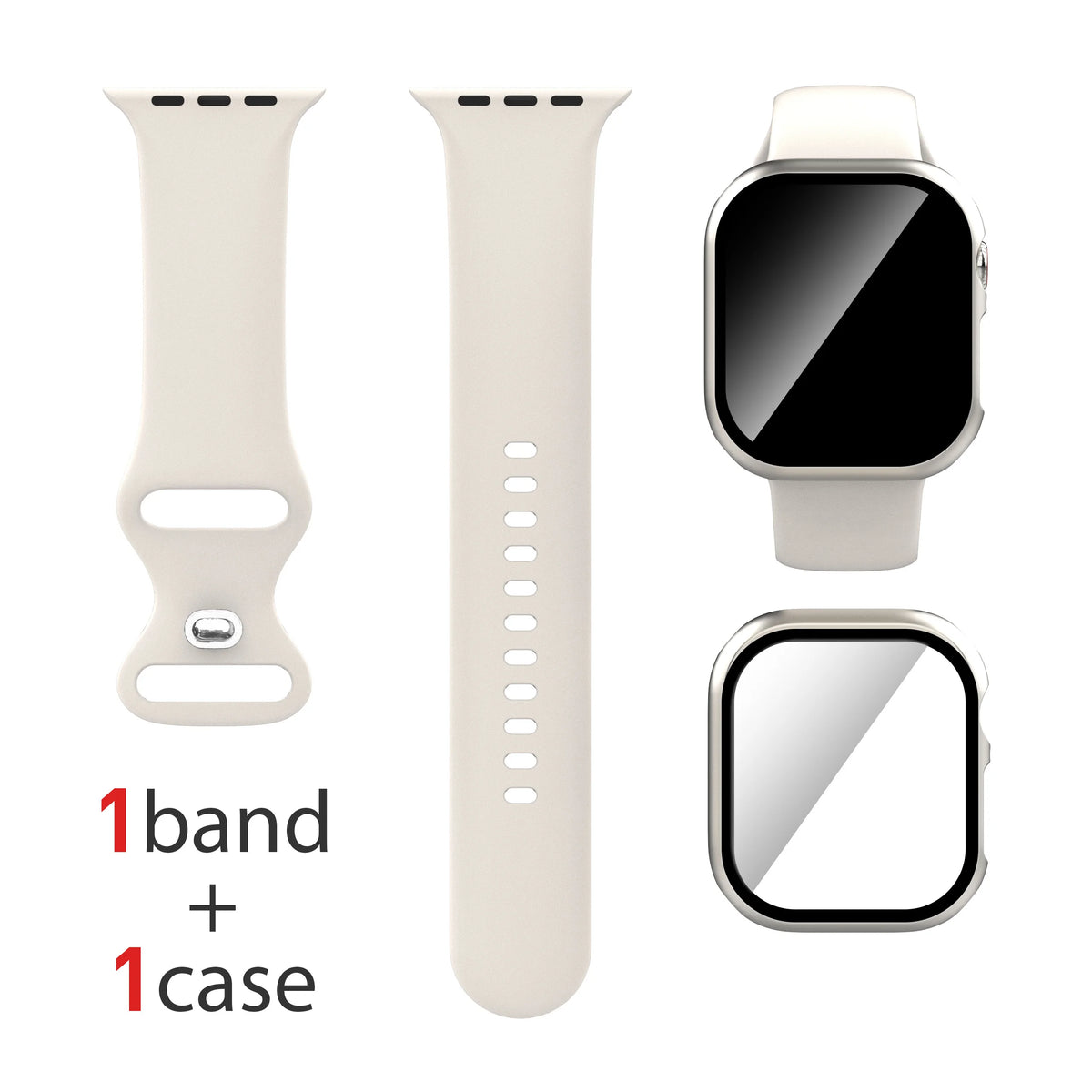 Lot de 2, pour Apple Watch : Étui + Bracelet + Protection d'écran compatible S1-S11/SE 38/40/41/Series 10-11 42mm/42/44/45/46/49mm