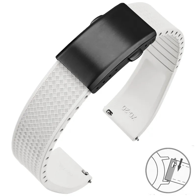 Bracelet montre Racing / Aviateur en caoutchouc Premium - Rapide, Boucle Déployante - A Découper