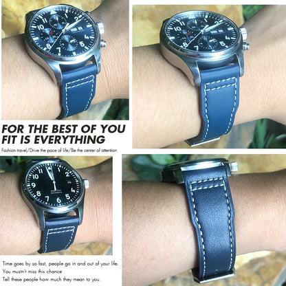Cinturino per orologio in vera pelle da uomo, 20mm 21mm 22mm, adatto per orologio pilota IWC IW3777 PORTOFINO Mark 18, nero blu marrone