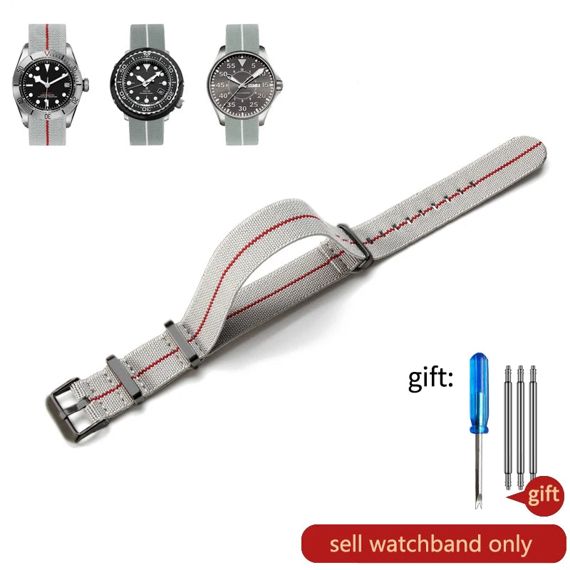 Retro Parachute Nylon Watch Strap for Rolex Tudor Biwan Omega Heuer IWC Men High-Density Knit 18 20 22mm Replacement Accessories