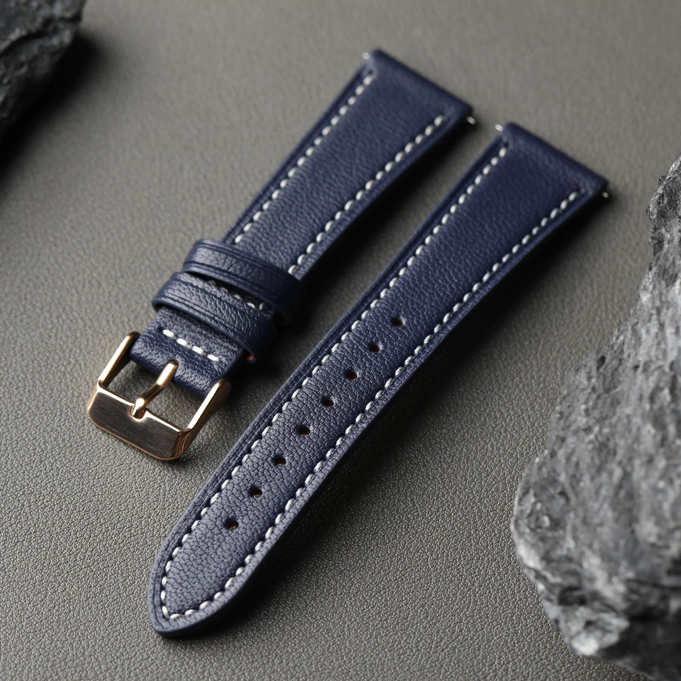 High-End French Goatskin Leather Strap 18 19 20 21 22MM Teal Quick Release, Soft Strap Compatible with GT5 6 41mm 46mm Vintage