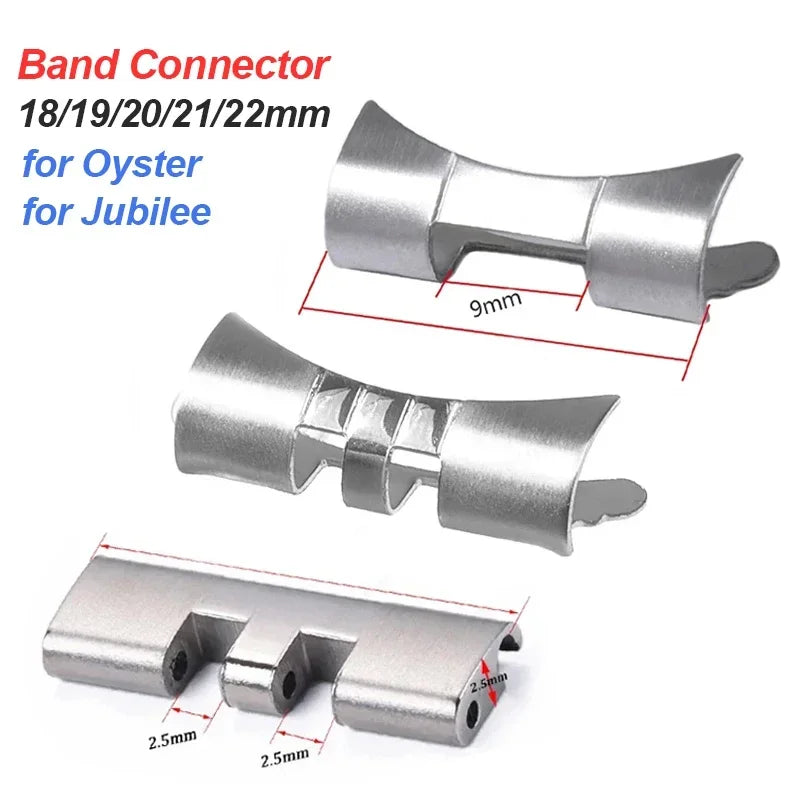 Connecteurs de bande en acier inoxydable, 2 pièces, pour huître jubilé, lien à extrémité plate incurvée pour Seiko SKX007 SKX009, adaptateur de sangle 18 22 21 20mm