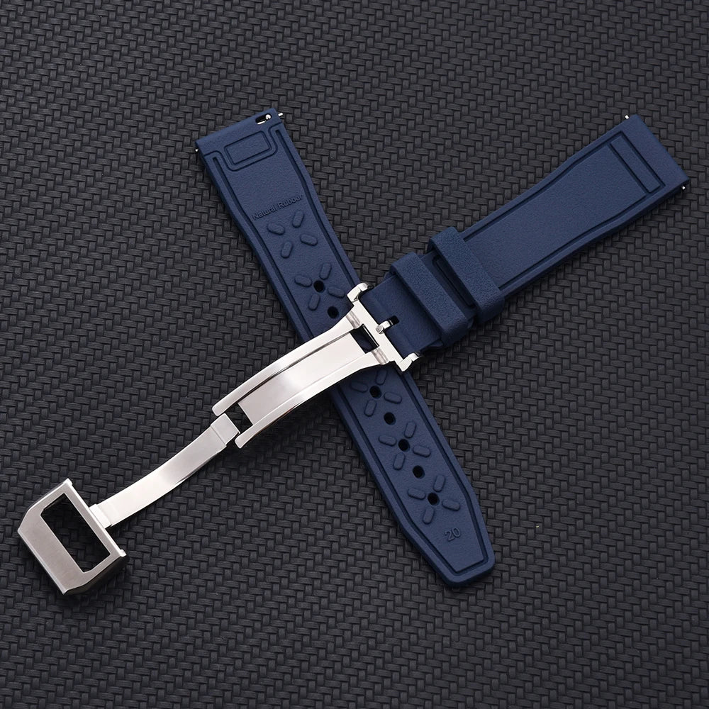 20mm 21mm 22mm Premium FKM Fluoro Rubber Watch Straps FPM Butterfly Buckle Quick Release Watch Bands for I-WC Watch Bands