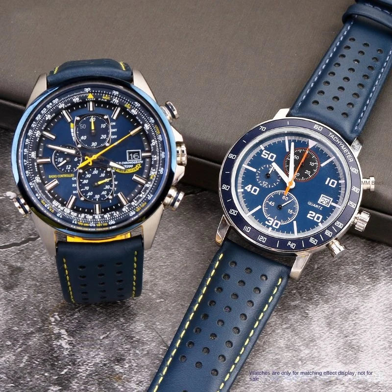 Cinturino 22mm 23mm in pelle bovina per Citizen Blue Angel AT8020-54L JY8078 AT8020-03L 54L, estremità curva, da uomo, per orologio