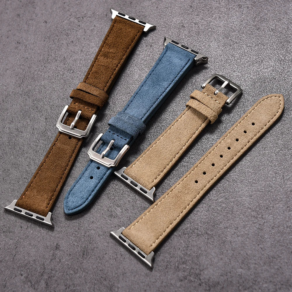 Suede Leather Bracelet for Apple Watch Band 44mm 40mm 38mm 45mm 41mm Vintage Leather Strap iWatch Series 6 SE 7 8 9 10 Ultra2 49