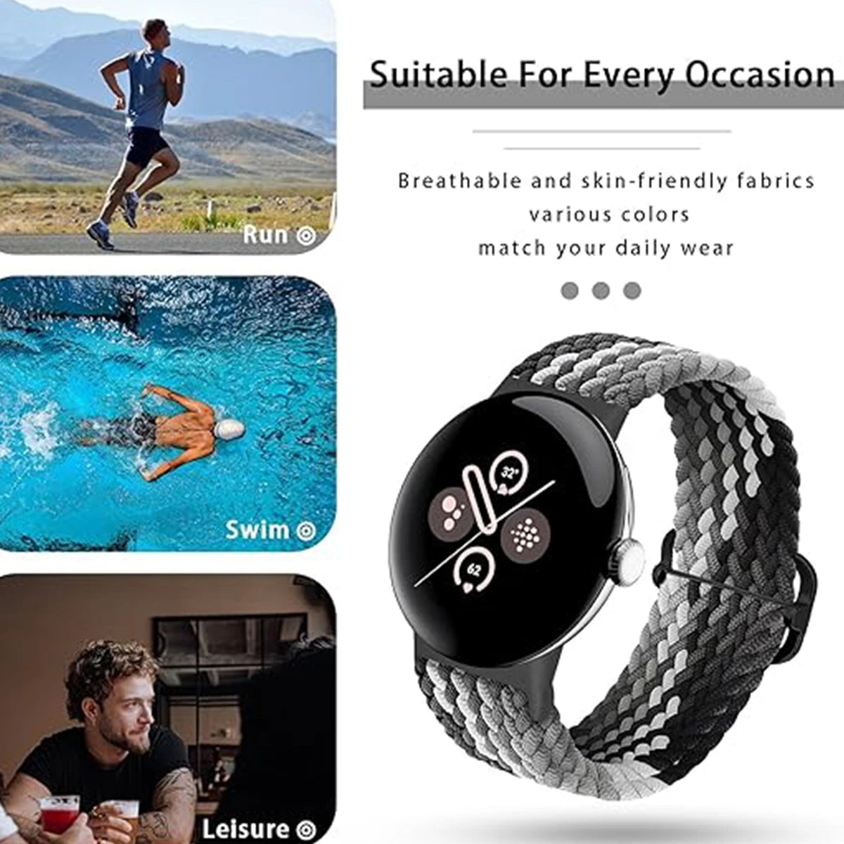 Bracelet tressé en Nylon pour Google Pixel Watch 2/1, accessoires pour montre intelligente, ceinture pour Pixel Watch 3, bracelet de Sport 41mm