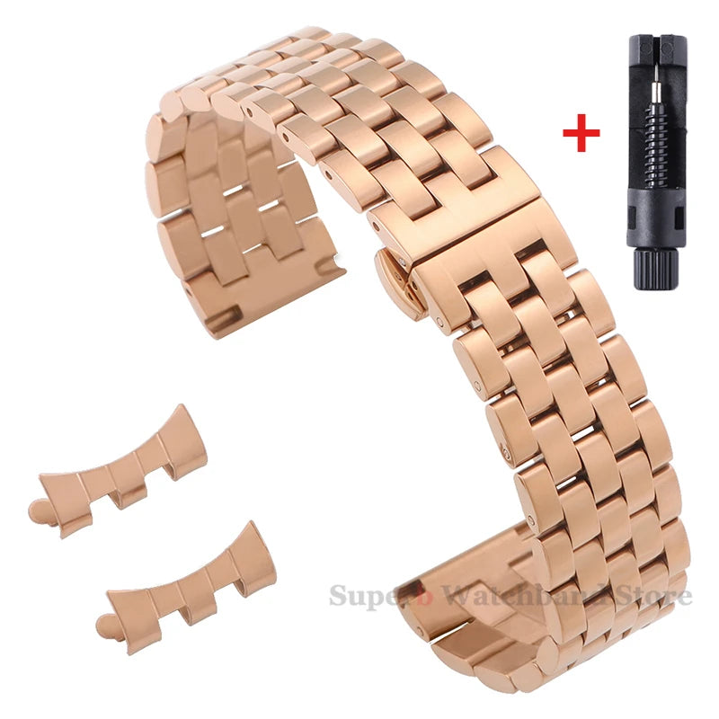 Edelstahlarmband 12/14/16/18/19/20/21/22 mm für Tissot-Uhren mit gebogenem Anstoß, universelles Seiko-Armband mit Schmetterlingsschließe