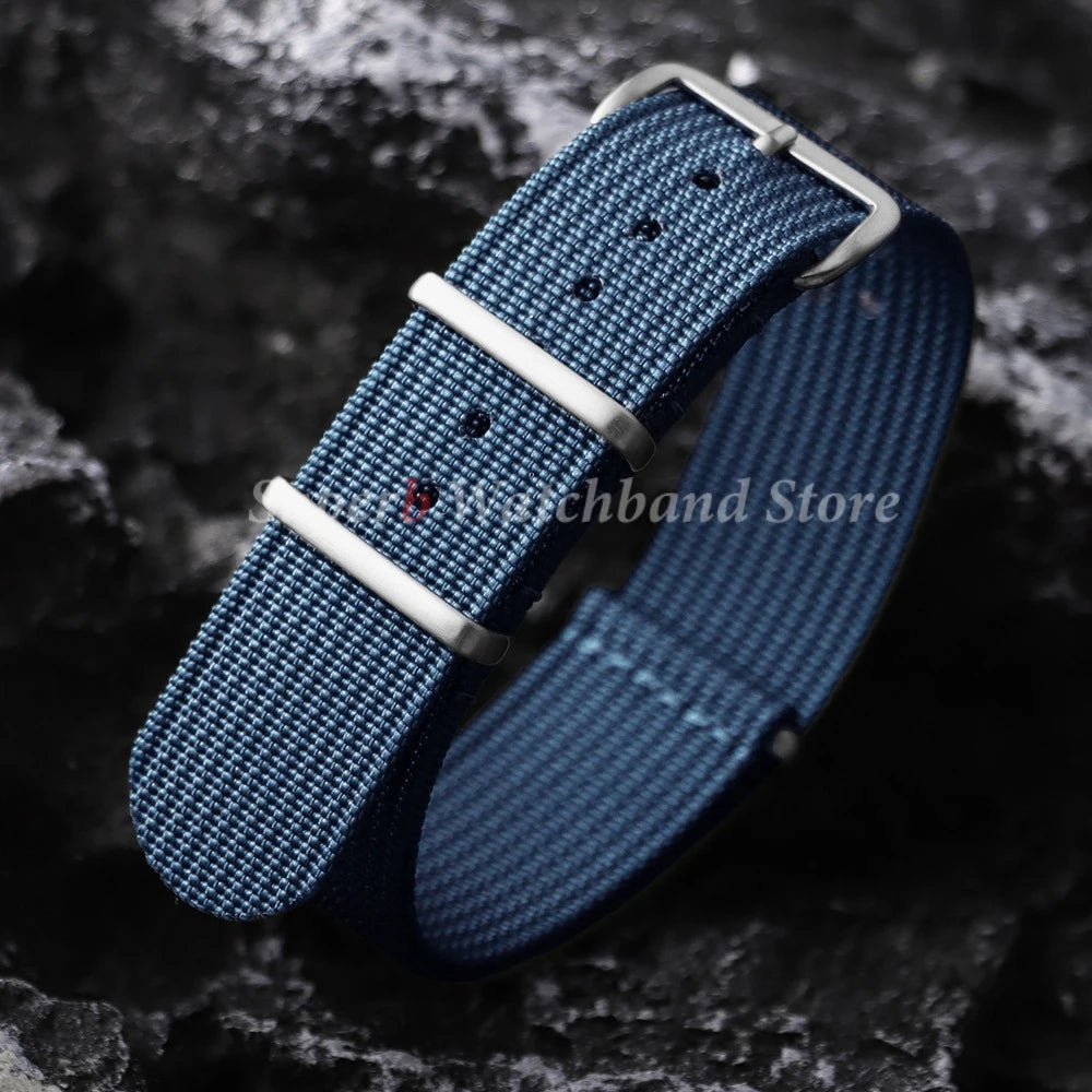 18mm 19mm 20mm 22mm New Ribbed Nylon Watch Strap Green Black Military Watchband for Seiko Army Sport Replacement Belt Strap