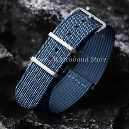 18mm 19mm 20mm 22mm New Ribbed Nylon Watch Strap Green Black Military Watchband for Seiko Army Sport Replacement Belt Strap