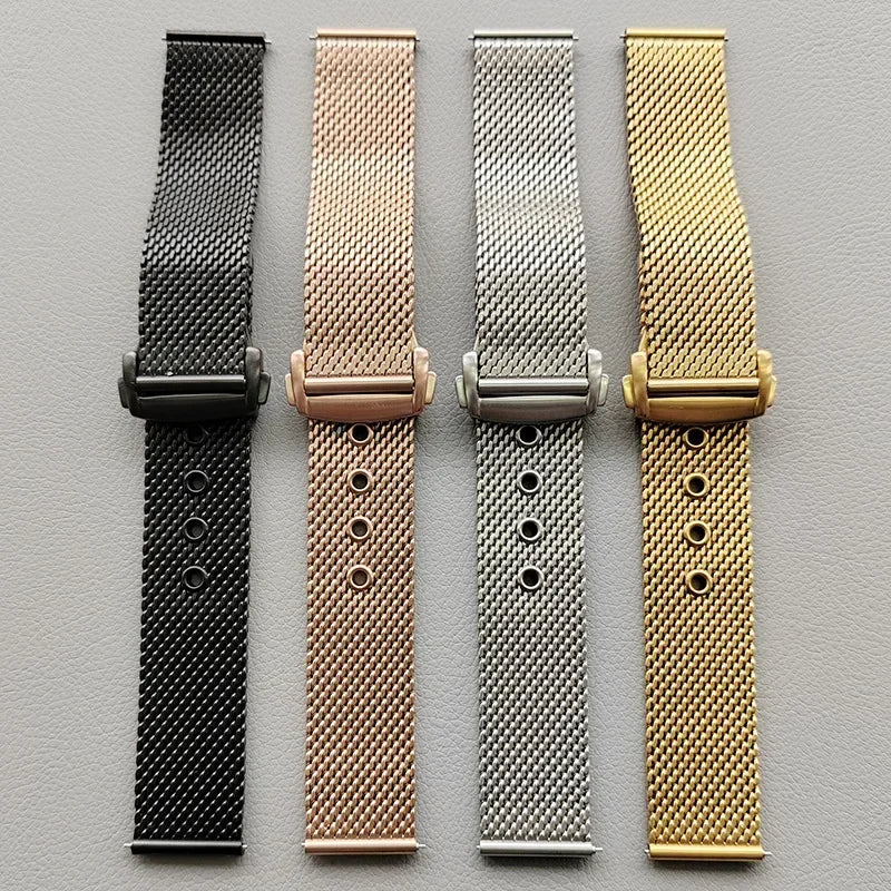 20mm 22mm Milanese Watch Band for Omega 007 Seamaster 300, Stainless Steel Mesh Bracelet, Original Folding Buckle