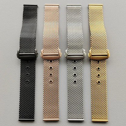 20mm 22mm Milanese Watch Band for Omega 007 Seamaster 300, Stainless Steel Mesh Bracelet, Original Folding Buckle