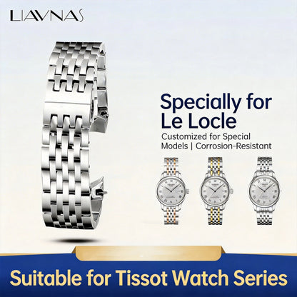 Cinturino in acciaio inossidabile da 19 mm per Tissot Le Locle, braccialetto di ricambio compatibile con orologio elegante Tissot, finitura argento lucido.