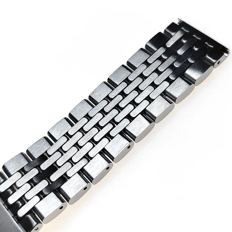 20 22 mm 316L ‌ Bracelet en acier inoxydable massif, perles plates incurvées réglables de riz, Bracelet de montre adapté au Bracelet universel Seiko SKX