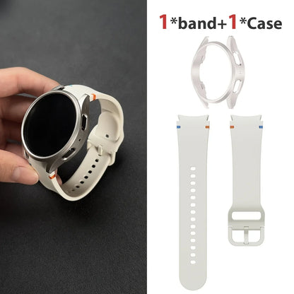 Set di 2 pezzi (cinturino e custodia) per Samsung Watch FE/7/6/5/4/5 Pro, stile punto piatto, compatibile con quadranti da 40/44/45mm, protezione anticaduta, confezione regalo