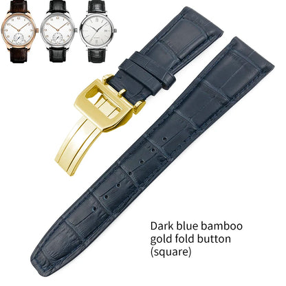 Bracelet de montre en cuir véritable pour hommes, 20mm, 21mm, 22mm, pour IWC, portugais, pilote, marron, noir, bleu