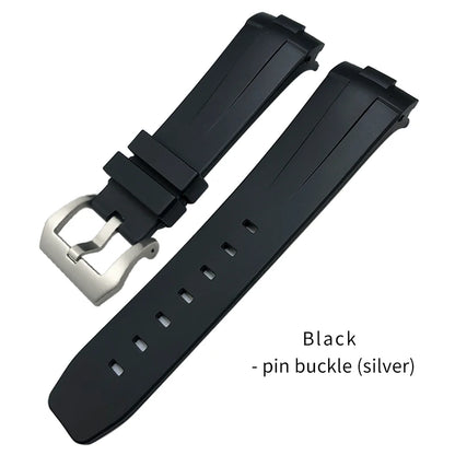 Bracelet de montre en caoutchouc naturel à extrémité incurvée de 24mm, pour Panerai LUMINOR SUBMERSIBLE PAM, en Silicone, étanche, boucle papillon