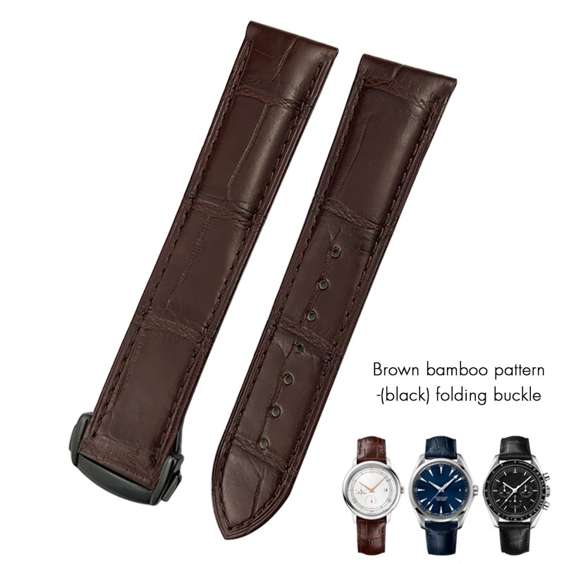 Bracelet de montre en cuir de crocodile véritable, 18mm, 19mm, 20mm, 21mm, 22mm, pour Omega De Ville Seam84SPEEDBiens TER