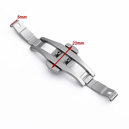 Accessori per orologi: Fibbia automatica a doppio pulsante per cinturino, chiusura deployante in acciaio, pulsante universale in metallo 4mm 5mm 6mm
