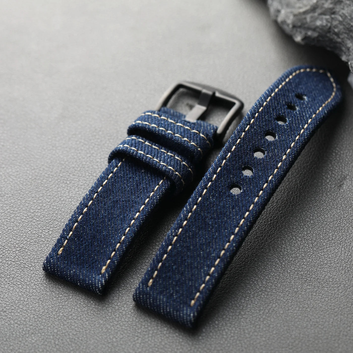 Handmade Japanese Okayama Denim Watch Strap, 20 22 24 26MM, Rugged Double Layer Style, Suitable for Mountain Watches