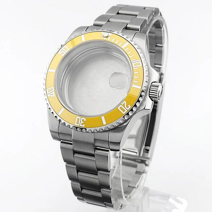    40.5mm sous-montre verre saphir boîtier en métal ajustement NH35/36/38 mouvement ajustement 28.5mm cadran pièces de montre accessoires boîte de montre bande