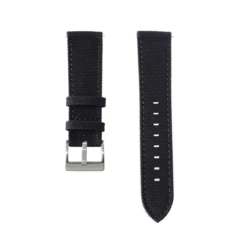 20mm 22mm Quick Release Canvas Watch Strap - Black Khaki