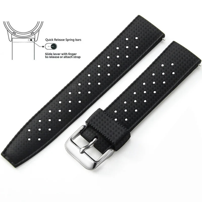 Bracelet de montre en Silicone Tropical bracelet de montre à dégagement rapide 18mm 20mm 22mm bracelet de montre intelligente Tropic en caoutchouc pour Oris Seiko Citizen