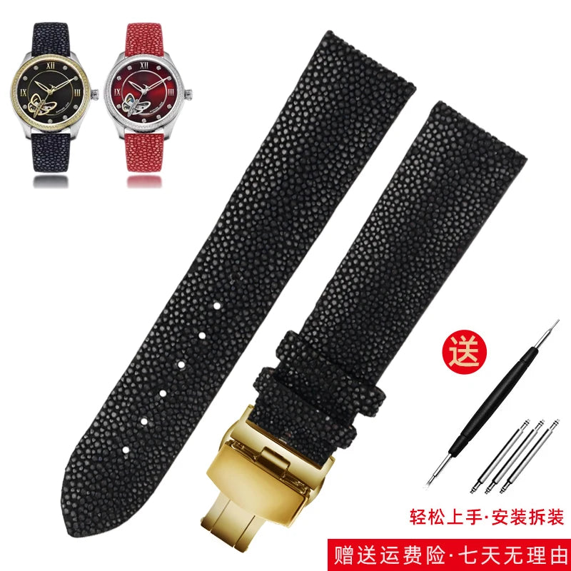 Bracelet de montre en peau de poisson perle pour Huawei TISSOT Omega Mido Tudor bracelet de montre en cuir Manta Ray pour hommes et femmes 20mm 22mm