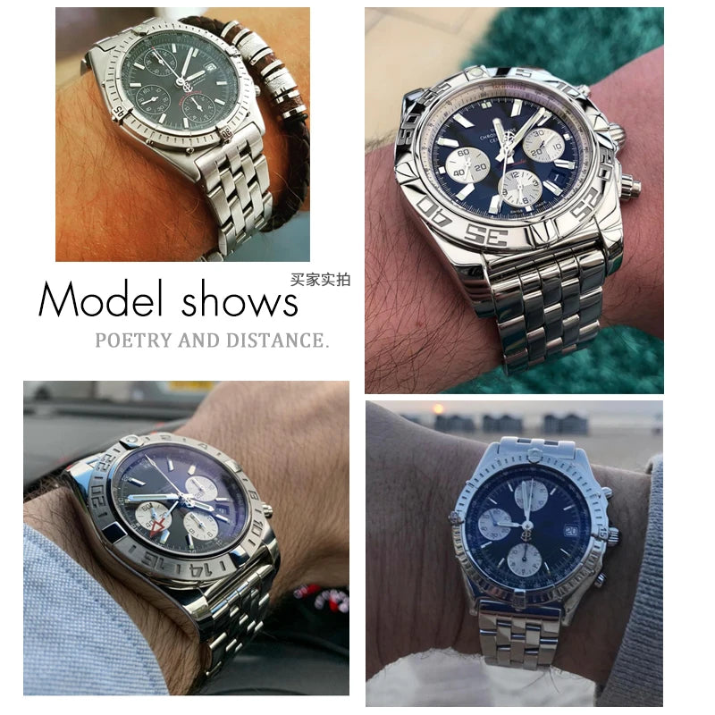 Bracelet de montre étanche en métal argenté, bracelet de montre solide, acier inoxydable, Breitling, Avenger, Heritage, Smile, Ocean, 20mm, 22mm, 24mm
