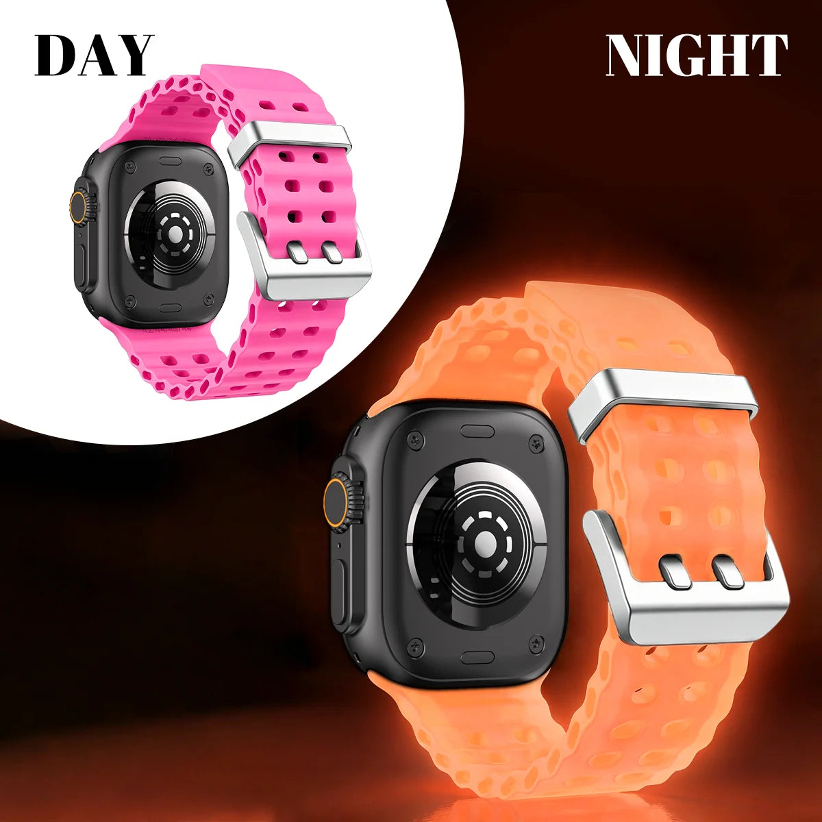 Cinturino per orologio in silicone luminoso Ocean Element compatibile con Apple Watch Ultra/Series 1-11/SE 38/40/41/42/44/45/46/49MM