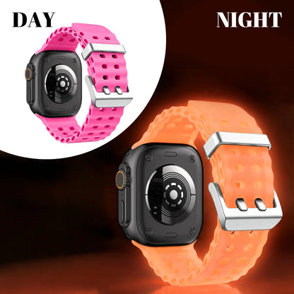 Cinturino per orologio in silicone luminoso Ocean Element compatibile con Apple Watch Ultra/Series 1-11/SE 38/40/41/42/44/45/46/49MM