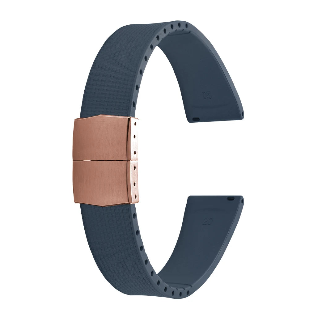 Cinturini per orologi in gomma Delugs CTS Fkm da 20 mm con fibbia a farfalla, 4 colori, texture unica, cinturino per orologi a sgancio rapido per orologi di marca