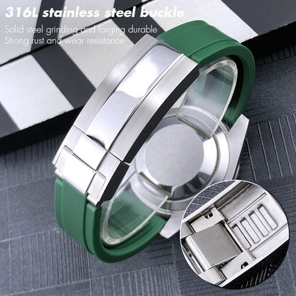 Natural Rubber Watch Strap for Rolex SUBMARINER Explorer Air King Deepsea, Soft Silicone Watch Band, High Quality, 20mm, 21mm