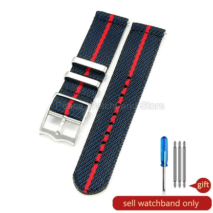 Bracelet en Nylon kaki bleu rouge 20 22mm, pour Tudor Black Bay Longines Seiko Citizen MIDO, résistant aux rides, facile à nettoyer