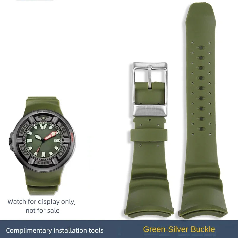 Bracelet en caoutchouc à extrémités courbées pour Citizen Promaster BJ8050, bracelet de montre BJ8057, bracelet de montre BJ8050 Deep Sea Monster, bracelet étanche