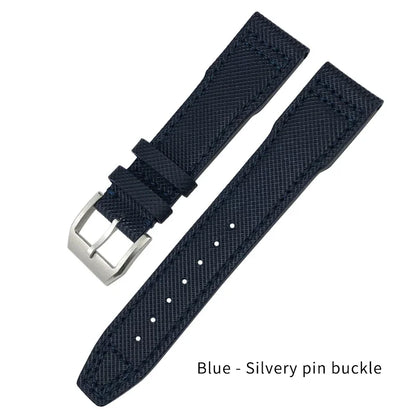 Bracelet de montre en Nylon et cuir de vache, 20mm 21mm, gaufrage en cuir véritable, vert et bleu, remplacement pour accessoires de la série pilote IWC