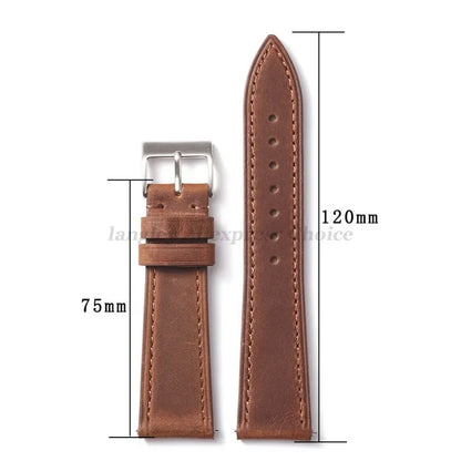 Vintage quick-release watch strap, 18mm 19mm 20mm 21mm 22mm, black brown, wristband, stainless steel buckle accessories