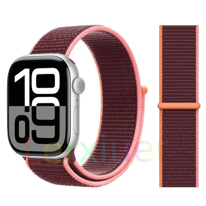 适用于 Apple Watch 46mm 44mm 45mm 40mm 41mm 42mm 的尼龙回环表带，适配 iWatch 系列 11 10 9 SE 8 7 6 5 4 Ultra 3 2 49mm