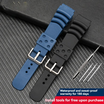 Cinturino per immersioni in silicone 22 mm 20 mm 24 mm per Seiko 5/SKX007/Turtle/Samurai – Cinturino per orologio impermeabile nero e blu con fibbia ad ardiglione