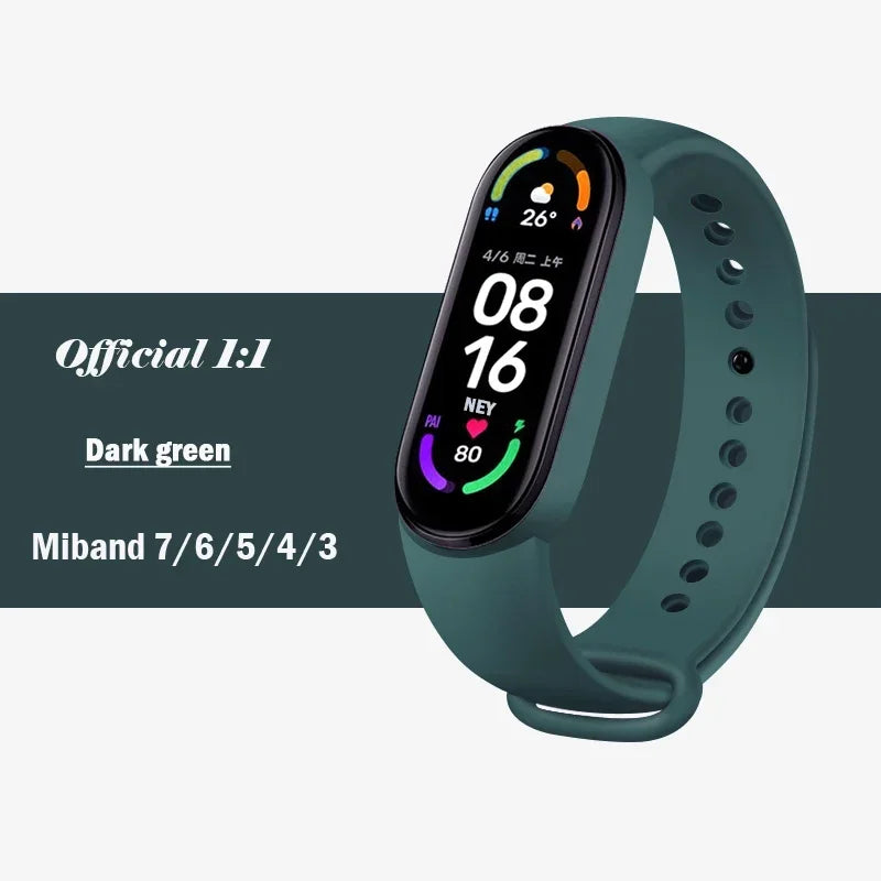 Official silicone strap for Xiaomi Mi Band 4 5 6 7, sports watch, Miband4 Miband7 Correa Mi band 3 4 5 6 7 bands