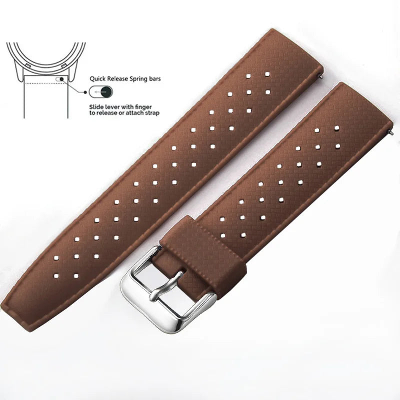 Bracelet de montre en Silicone Tropical bracelet de montre à dégagement rapide 18mm 20mm 22mm bracelet de montre intelligente Tropic en caoutchouc pour Oris Seiko Citizen