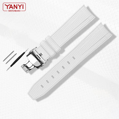 White rubber watch strap for Omega X Swatch, MoonSwatch, Constellation, waterproof, sport, watch band, curved end band, 20mm