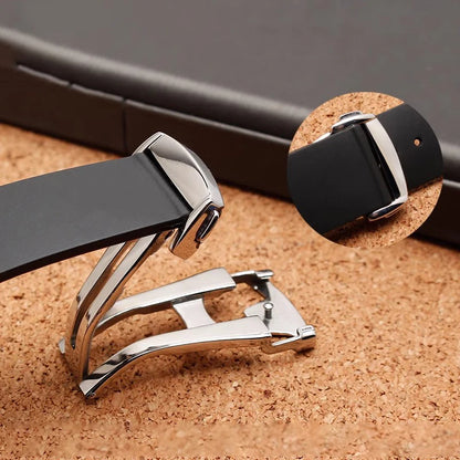 Fibbia deployante per cinturino Omega in pelle/gomma, chiusura deployante in metallo, in acciaio inossidabile, accessori per fibbia dell'orologio, 16mm 18mm 20mm