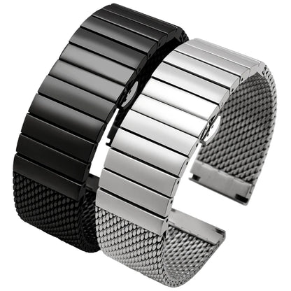 20/22/24mm Steel Dive Shark Mesh for Milanese Watch Bracelet Strap Band Weaving Double Snap Strap For Breitling Omega Seiko