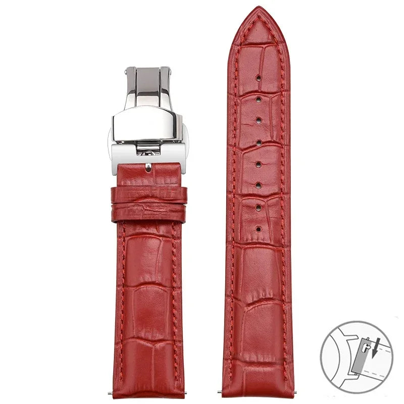 Bracelet en cuir véritable de vache pour Seiko Tissot, bracelet de montre universel à dégagement rapide 12 13 14 15 16 17 18 19 20 21 22 23 24 26mm